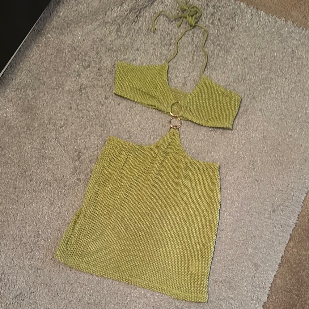Yellow Sleeveless Crop Tank Top Swim Coverup